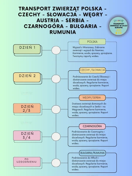 Transport zwierząt Polska - Czechy - Słowacja - Węgry - Austria - Serbia - Czarnogóra - Bułgaria - Rumunia